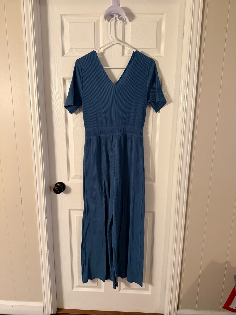 Astr Teal Blue Short-Sleeve V-Neck Jumpsuit - Picture 4 of 4